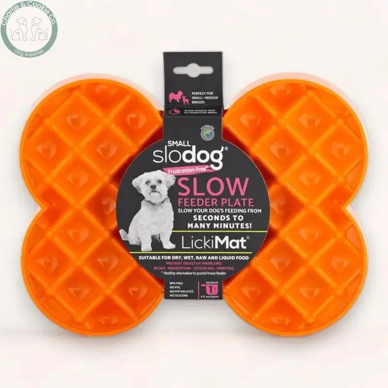 LickiMat Slodog Small Slow Feeder Dog Bowl in Orange or Green
