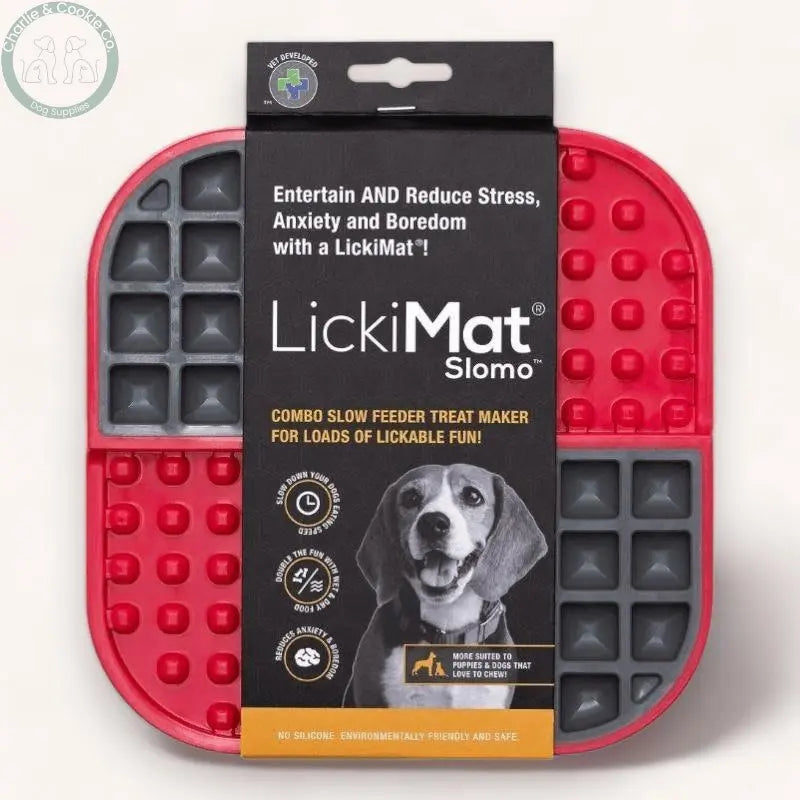 LickiMat Slomo Enrichment Lick Mat and Slow Feeder for Dogs - 4 Colours - Dual Texture Design &amp; Stress Relief - Charlie &amp; Cookie Co.