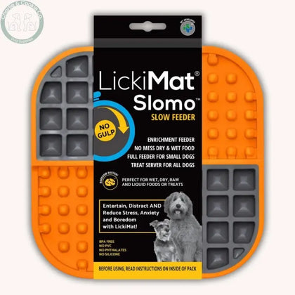 LickiMat Slomo dual texture slow feeder mat in Orange and Red for dogs and cats