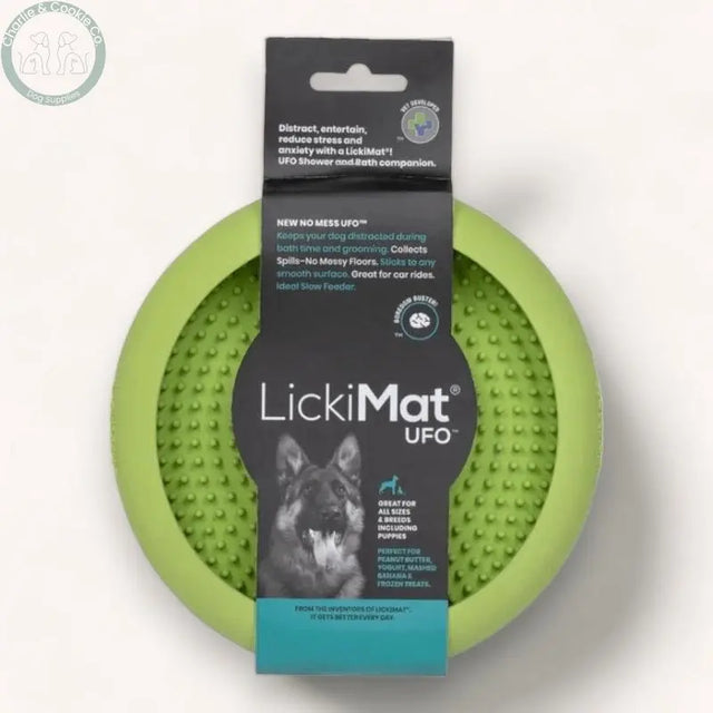 LickiMat UFO suction cup lick mat in Green and Pink for dogs and cats
