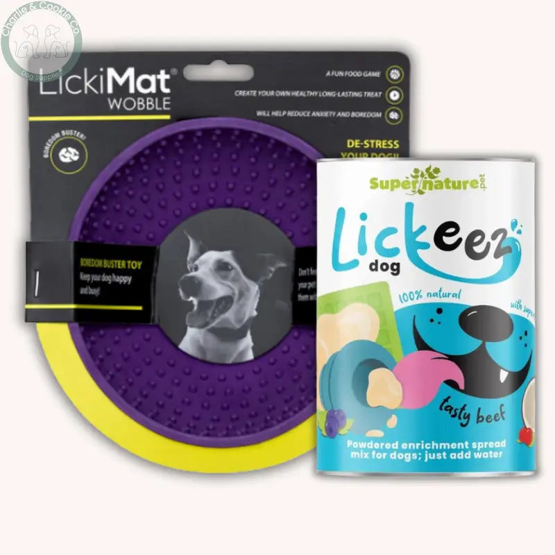 LickiMat Wobble &amp; Supernature Lickeez Enrichment Bundle for Dogs Calming Lick Bowl and Spreadable Treat Mix Bundle