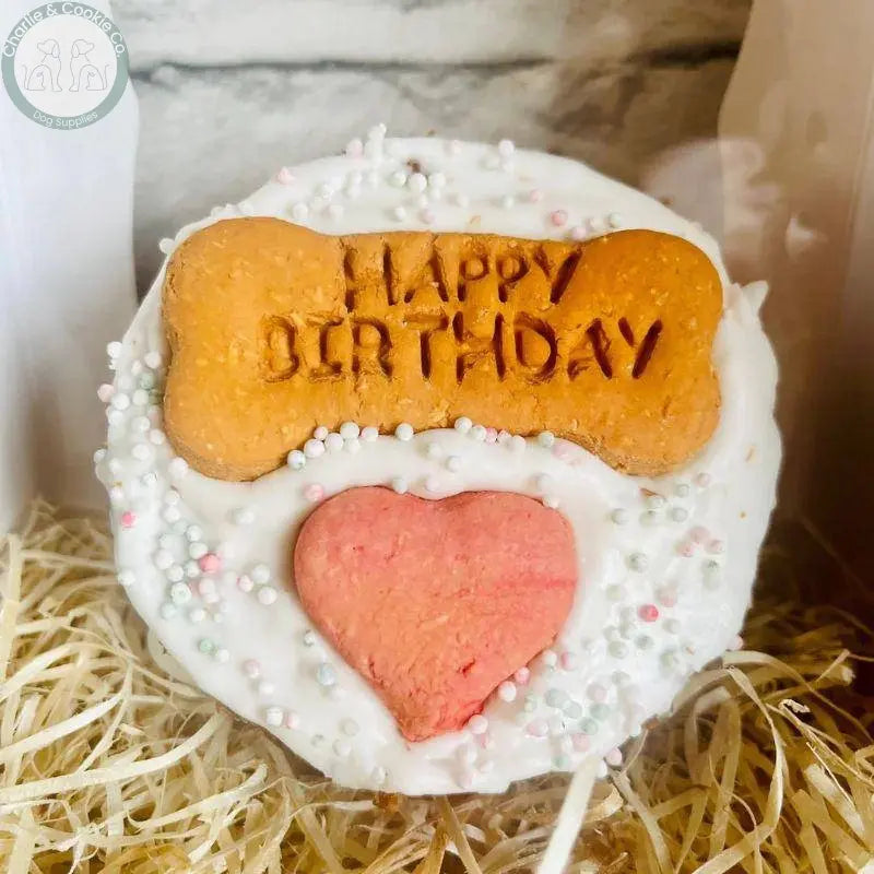 Life of Riley Bakery Doggy Birthday Cake - Hand-Baked with Peanut Butter Frosting - Grain-Free &amp; Allergen Friendly - Charlie &amp; Cookie Co.