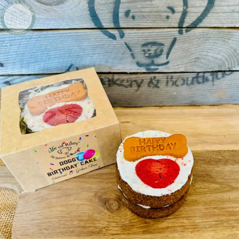 Life of Riley Bakery Doggy Birthday Cake – 4” Grain-Free Celebration Cake with Peanut Butter Frosting Life of Riley Bakery