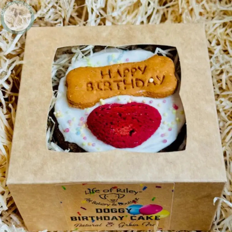 Life of Riley Bakery Doggy Birthday Cake – 4” Grain-Free Celebration Cake with Peanut Butter Frosting Life of Riley Bakery