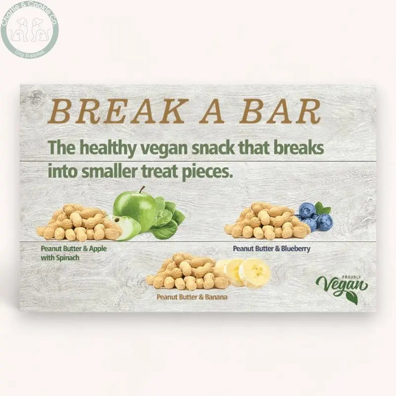 Maks Patch Break A Bar - Multi-Flavour (Individual) - Peanut Butter &amp; Banana, Blueberry, Apple/Spinach - 35g - Low-Fat &amp; Vegan Dog Treat - Charlie &amp; Cookie Co.