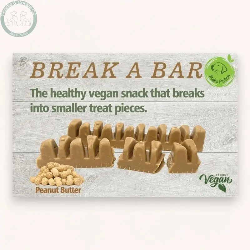 Maks Patch Break A Bar - Peanut Butter (Individual) - 35g - Low-Fat &amp; Vegan Dog Treat - Charlie &amp; Cookie Co.