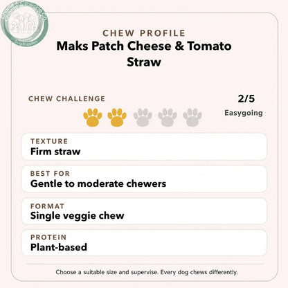 Chew Profile for Maks Patch Cheese &amp; Tomato Straw: challenge 2/5, firm straw