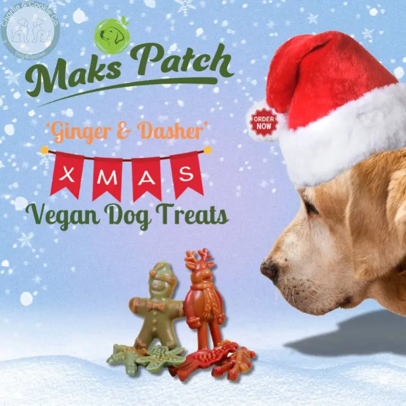 Maks Patch Vegetarian Dog Treats – ‘Ginger &amp; Dasher’ Xmas Treat (Single) | Festive Vegan Dog Treat Miro &amp; Makauri