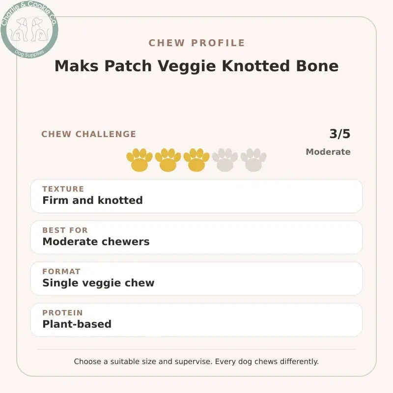 Chew Profile for Maks Patch Veggie Knotted Bone: challenge 3/5, firm and knotted