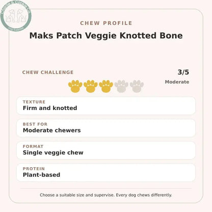 Chew Profile for Maks Patch Veggie Knotted Bone: challenge 3/5, firm and knotted