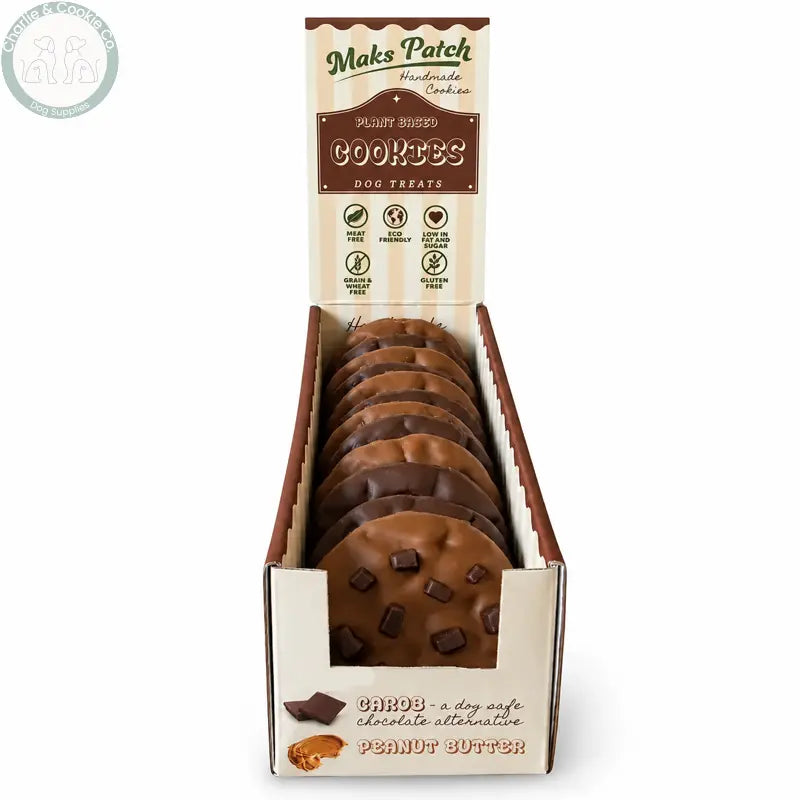 Maks Patch plant-based dog cookies in their display box