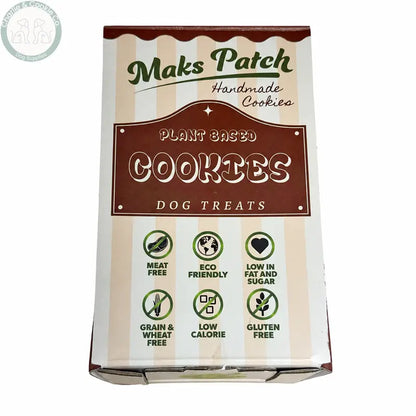 Front of the Maks Patch plant-based dog cookies carton