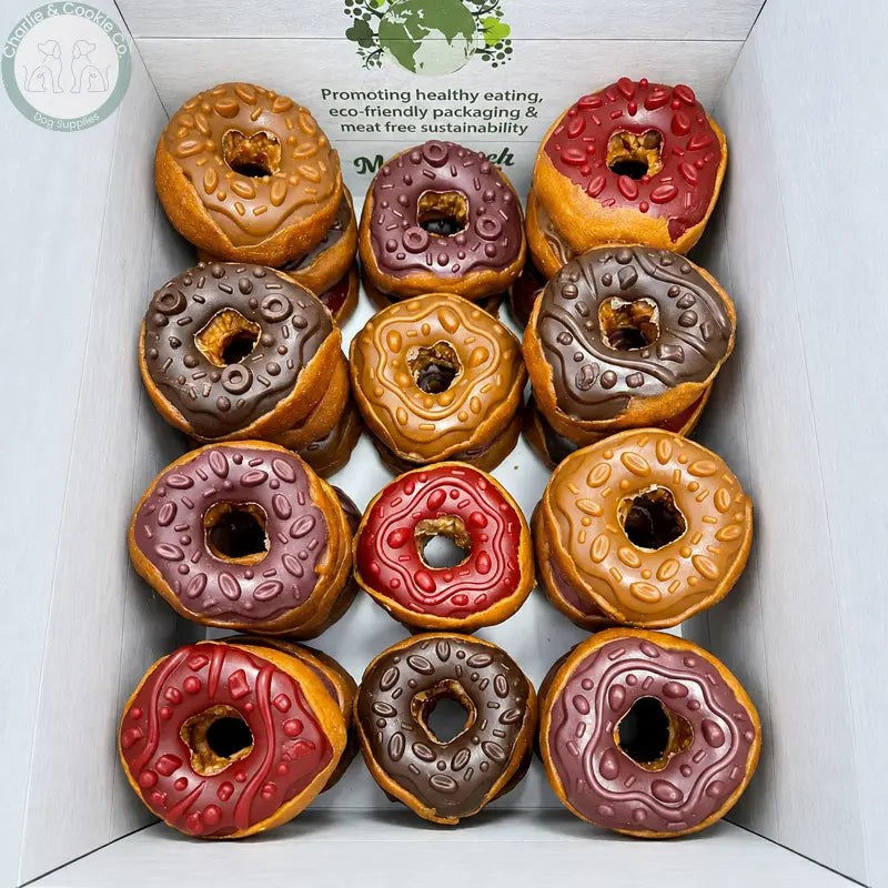 Assorted Maks Patch Doggy Donuts in an open display box