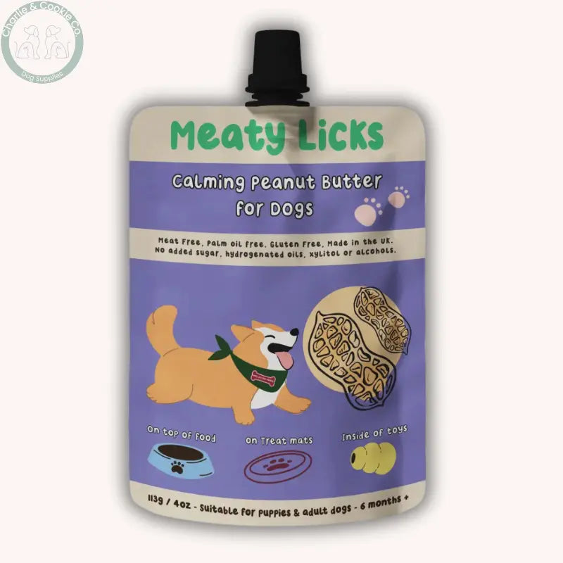 Meaty Licks Flavoured Peanut Butter for Dogs 113g in six flavours