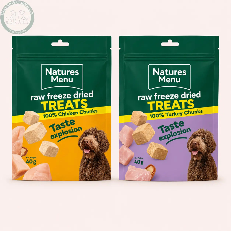 Natures Menu Freeze-Dried Chunks 40g | Raw-Inspired Dog Treats (Chicken or Turkey)