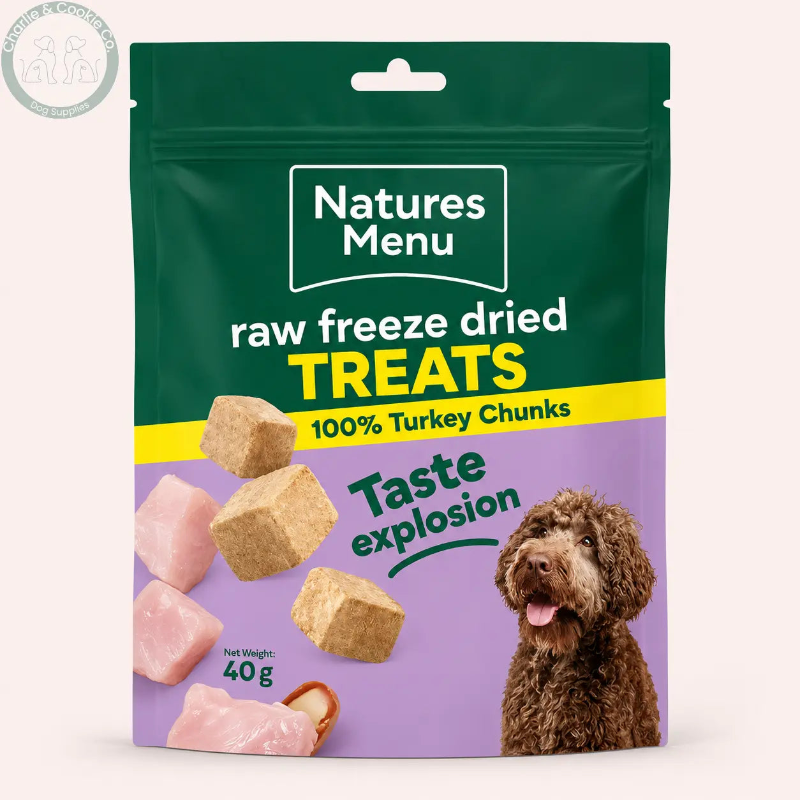 Natures Menu Freeze-Dried Chunks 40g | Raw-Inspired Dog Treats (Chicken or Turkey)