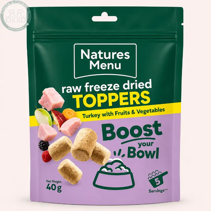 Natures Menu Freeze-Dried Toppers 40g | Meal Toppers for Dogs (Chicken, Turkey or Lamb)