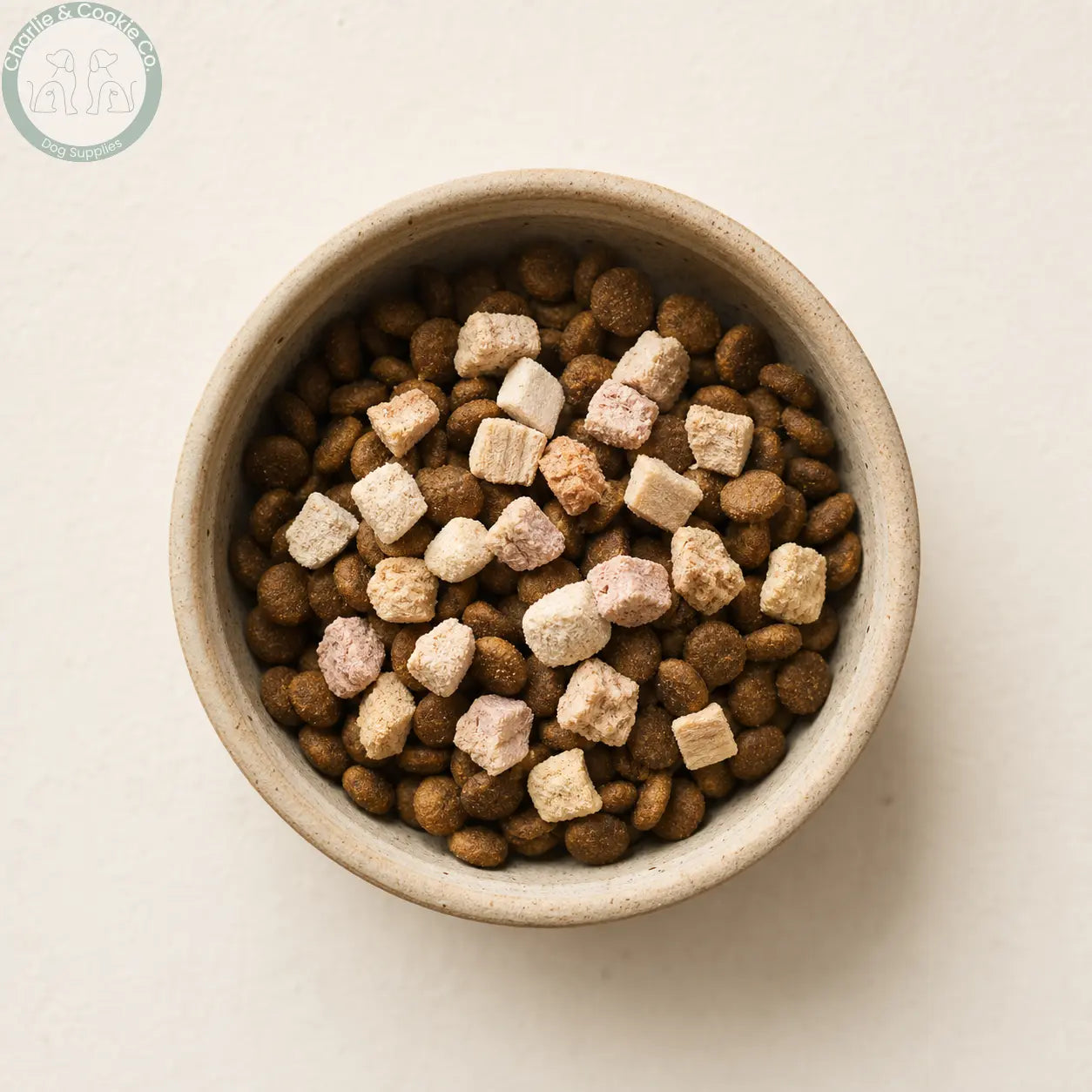 Natures Menu Freeze-Dried Toppers served over a dog meal
