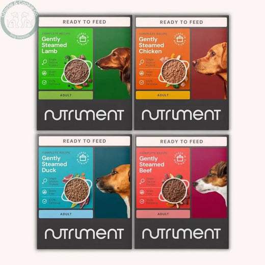 Nutriment Gently Steamed Complete Dog Food 395g in Beef Lamb Chicken or Duck