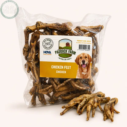 Paddock Farm Chicken Feet 1kg natural chicken dog treats