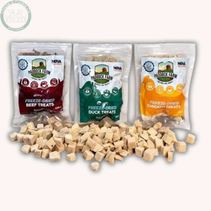 Paddock Farm Freeze-Dried Dog Treats 50g | Beef, Chicken or Duck