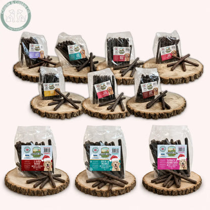 Paddock Farm Meaty Sticks 1kg in ten recipes including three Christmas flavours