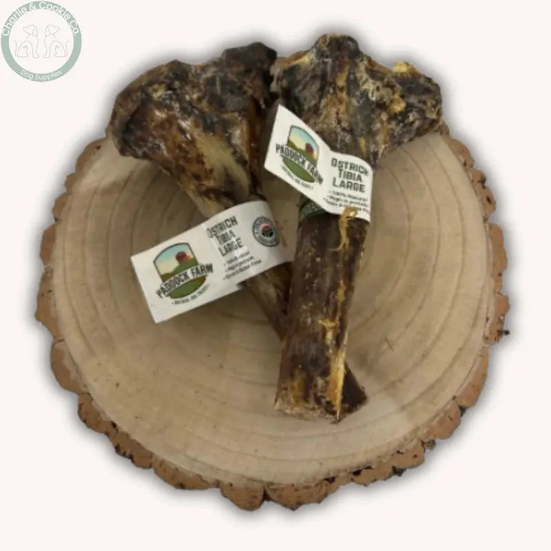 Paddock Farm Ostrich Large Tibia Bone (Single) | Tough, Hypoallergenic Chew for Power Chewers Paddock Farm