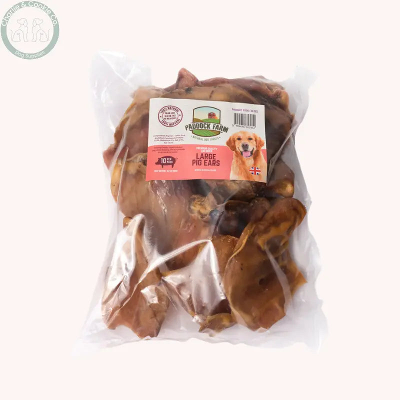 Paddock Farm Pig Ears for Dogs 10 Pack | Natural Long-Lasting Dog Chews Paddock Farm