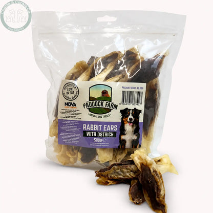 Paddock Farm Rabbit Ears with Ostrich 500g