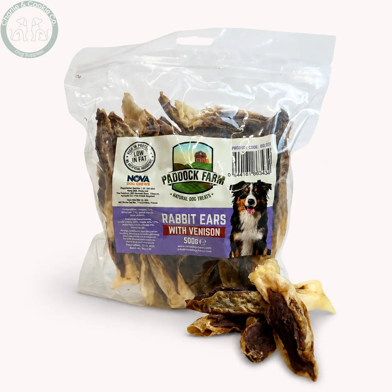 Paddock Farm Rabbit Ears with Venison 500g