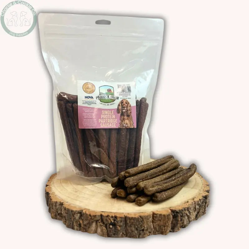 Paddock Farm Single Protein Sausages 1kg dog treats in four recipes