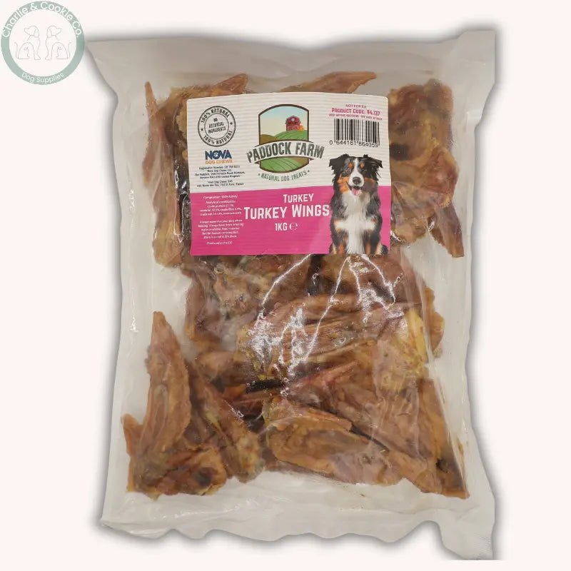 Paddock Farm Turkey Wings 1kg | Natural Turkey Dog Chews
