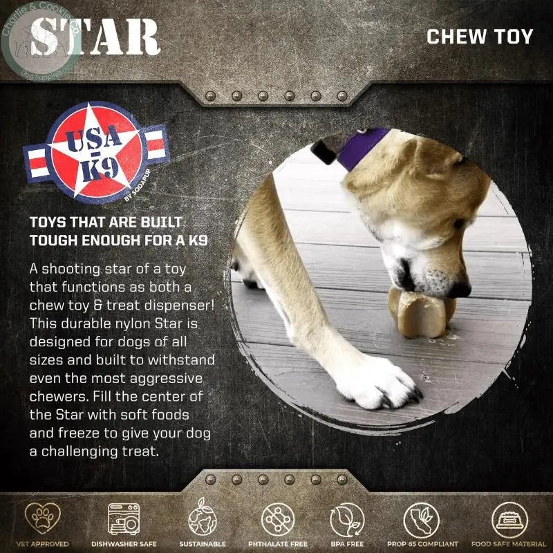 SodaPup Durable Nylon Star Dog Chew Toy - Ultra-Durable &amp; Enrichment - Charlie &amp; Cookie Co.