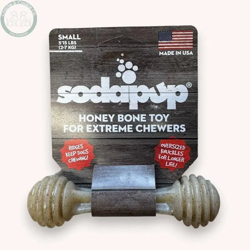 SodaPup Durable Honey Bone Chew Toy - Small, Medium, Large - Charlie &amp; Cookie Co.