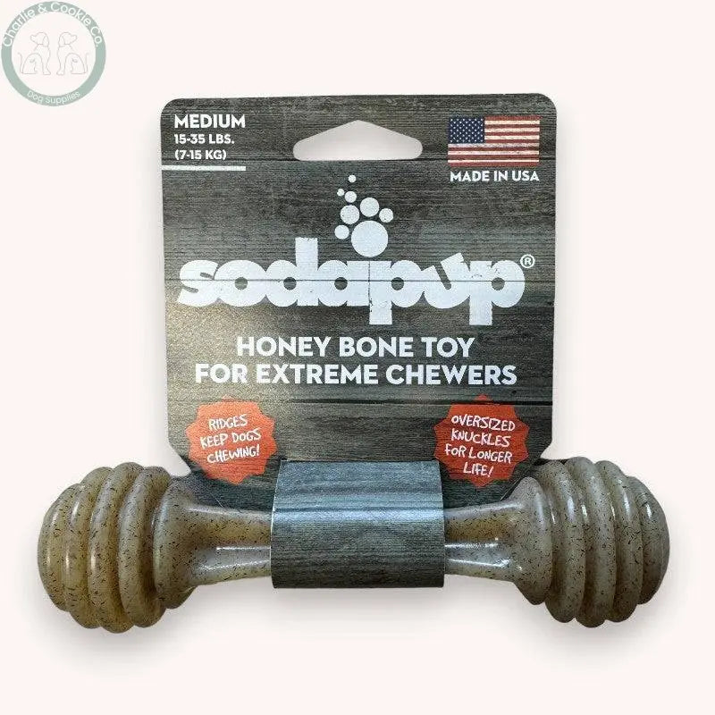 SodaPup Durable Honey Bone Chew Toy - Small, Medium, Large - Charlie &amp; Cookie Co.