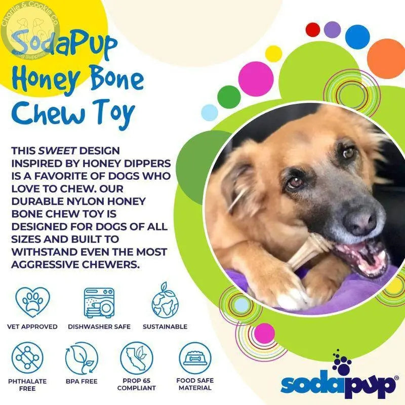 SodaPup Durable Honey Bone Chew Toy - Small, Medium, Large - Charlie &amp; Cookie Co.