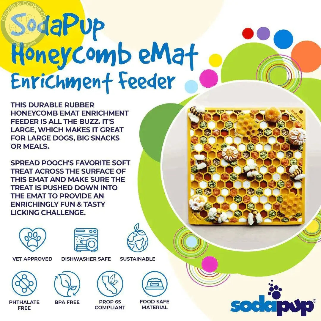 SodaPup Honeycomb Stress Relief &amp; Enrichment Licking Mat - 2 Size Options - Charlie &amp; Cookie Co.