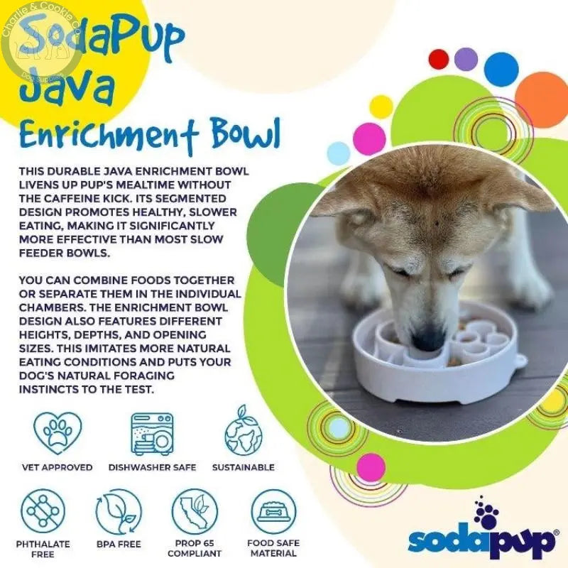 SodaPup Java Enrichment Bowl - For Slower, Healthier Meals - Charlie &amp; Cookie Co.