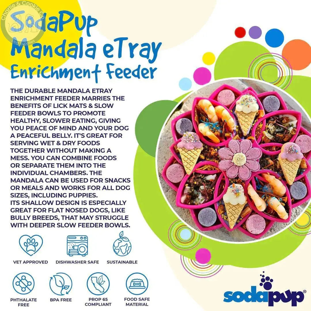 SodaPup Mandala Shallow Slow Feeder Tray - 5 Colour Choices for Happy Mealtime - Charlie &amp; Cookie Co.