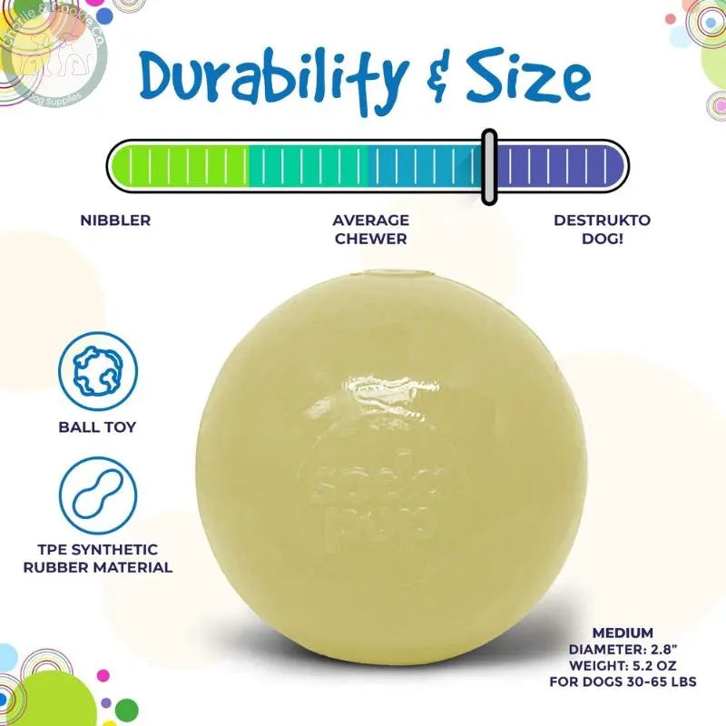 SodaPup Squeak Ball Ultra Durable PUP-X Squeaking, Chewing, Floating & Retrieving Ball SodaPup