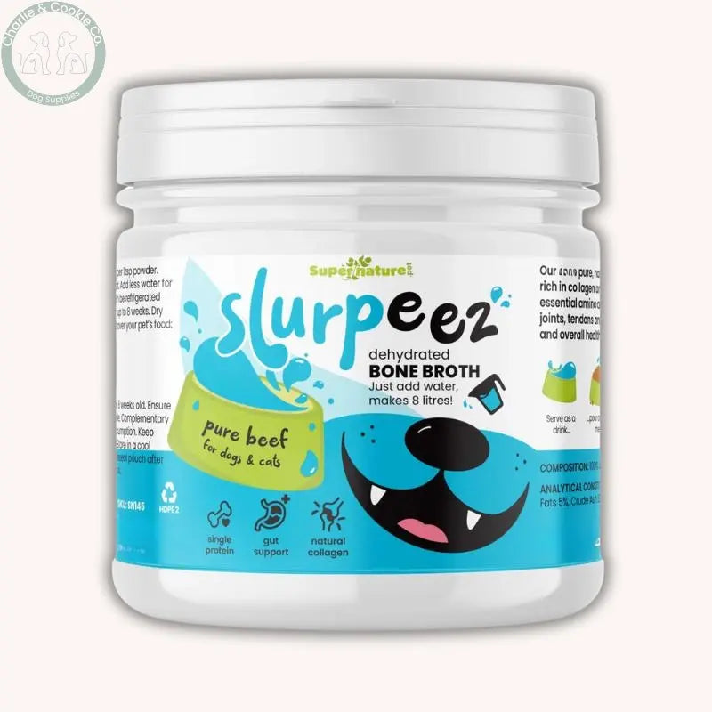Supernature Pet Slurpeez Bone Broth Powder for dogs and cats in Chicken Beef Fish or Pork