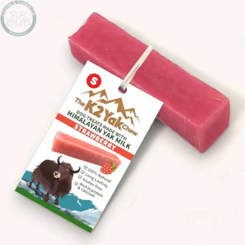 The K2 Yak Chew Strawberry - Durable, Nutritious Dog Chew - 3 Weight Options - Charlie &amp; Cookie Co.