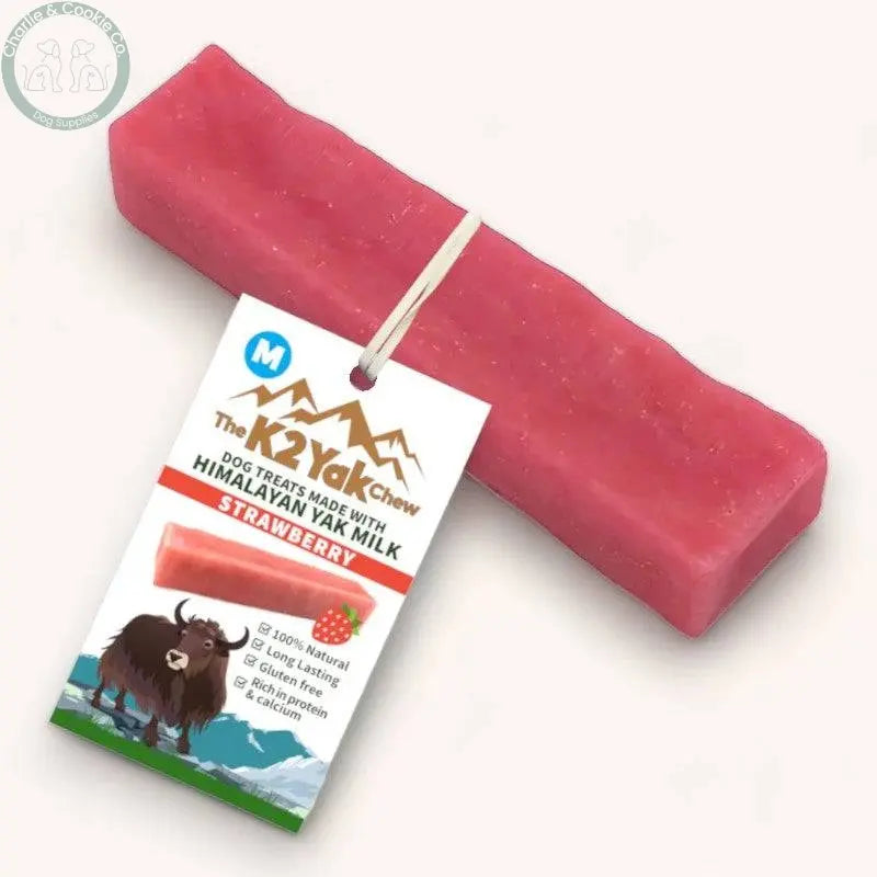 The K2 Yak Chew Strawberry - Durable, Nutritious Dog Chew - 3 Weight Options - Charlie &amp; Cookie Co.