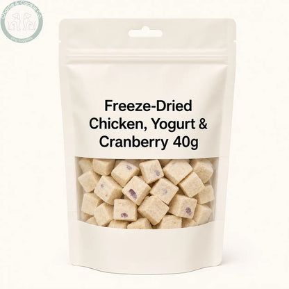 Unbranded freeze-dried chicken, yogurt and cranberry 40g pouch