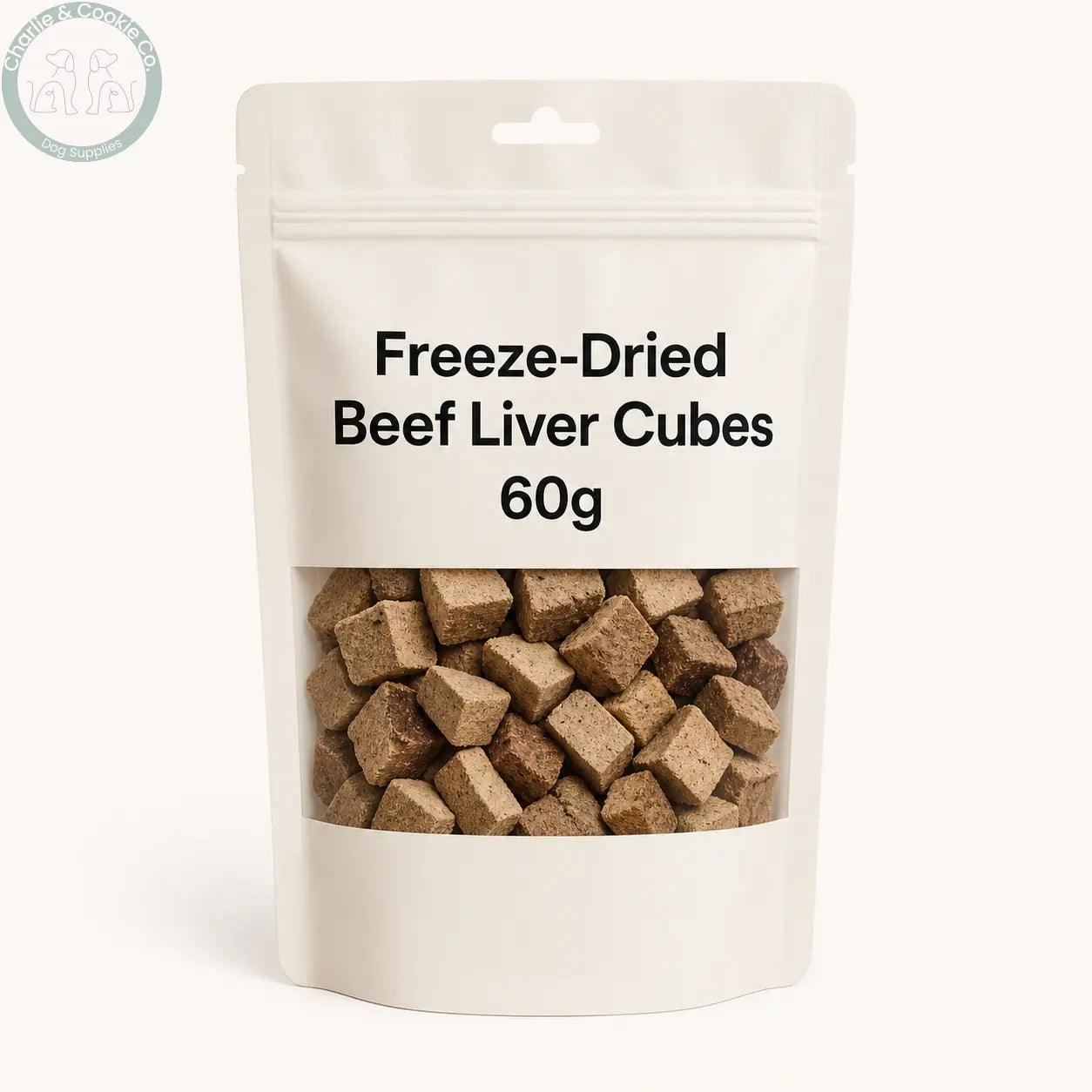 Unbranded freeze-dried beef liver cubes 60g pouch