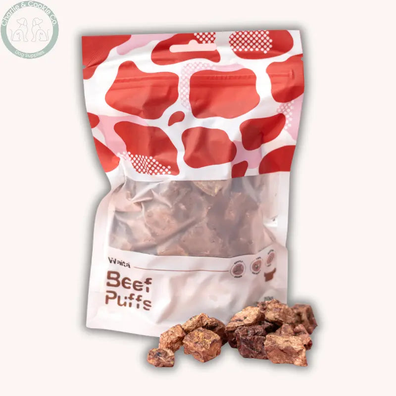 Waita Air-Dried Beef Puffs 70g | Hard, Crunchy Treat for Teeth &amp; Muscle Health Waita