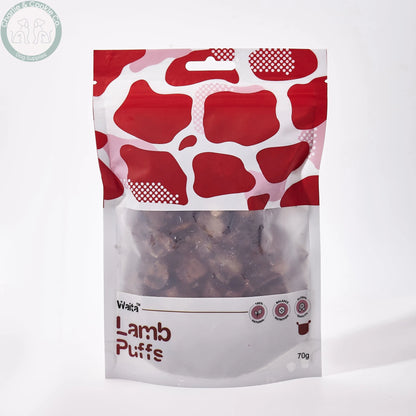 Waita Air-Dried Lamb Puffs 70g pouch on a white background
