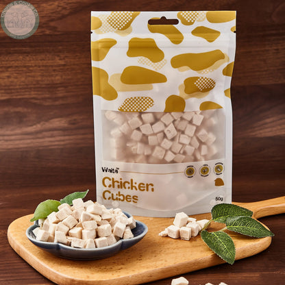 Waita Freeze-Dried Chicken Cubes 50g pack with chicken cubes