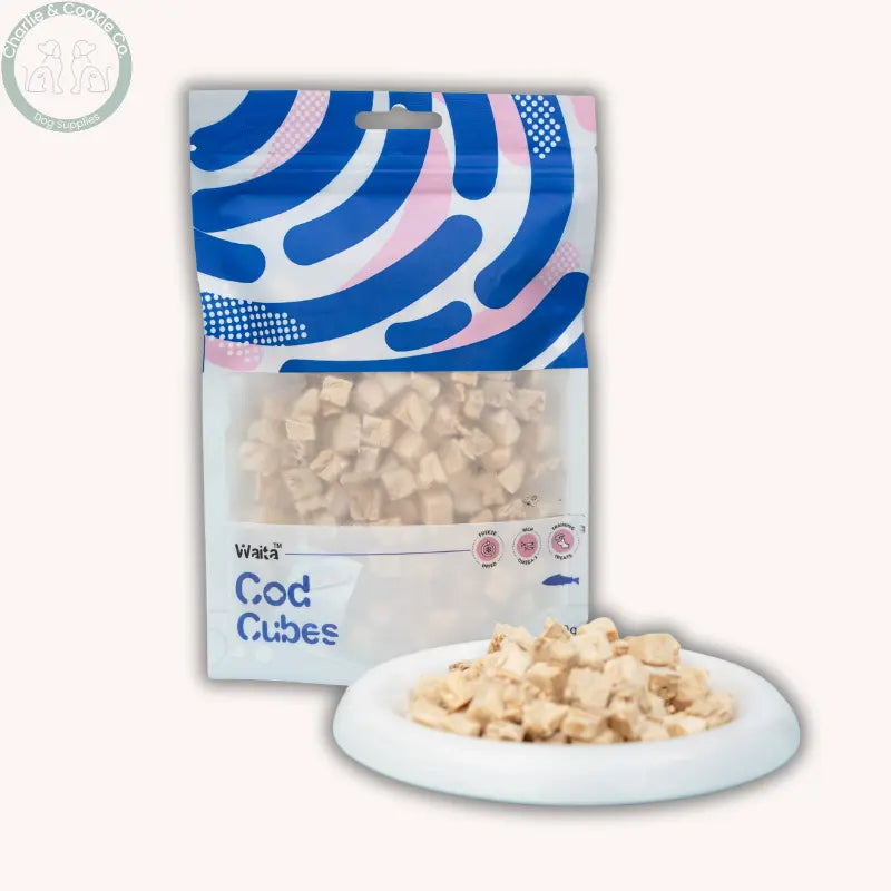 Waita Freeze Dried Cod Cubes | Low-Fat Natural Dog &amp; Cat Treats for Skin &amp; Digestion Waita