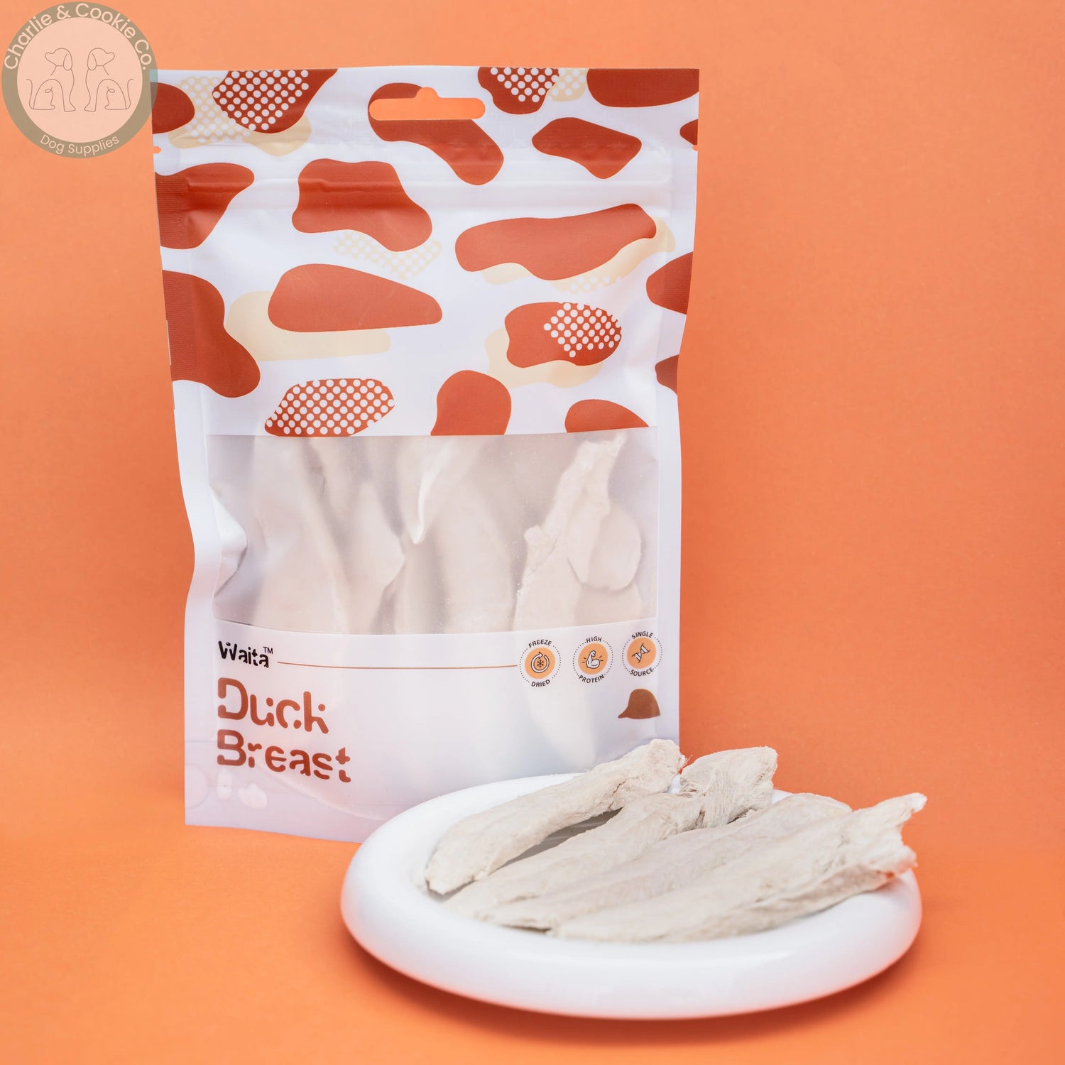 Waita Freeze-Dried Duck Breast 40g pack with freeze-dried duck breast pieces